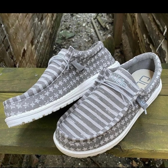 Wally Grey Patriotic Hey Dude Shoes 